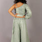 Lil Drama Fusion Fair Girls Green Crop Top With Palazzo Co-Ordinate Set - Swadesiicart