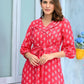 Aayaa Pure Muslin printed Kurti & Pant - Red pink