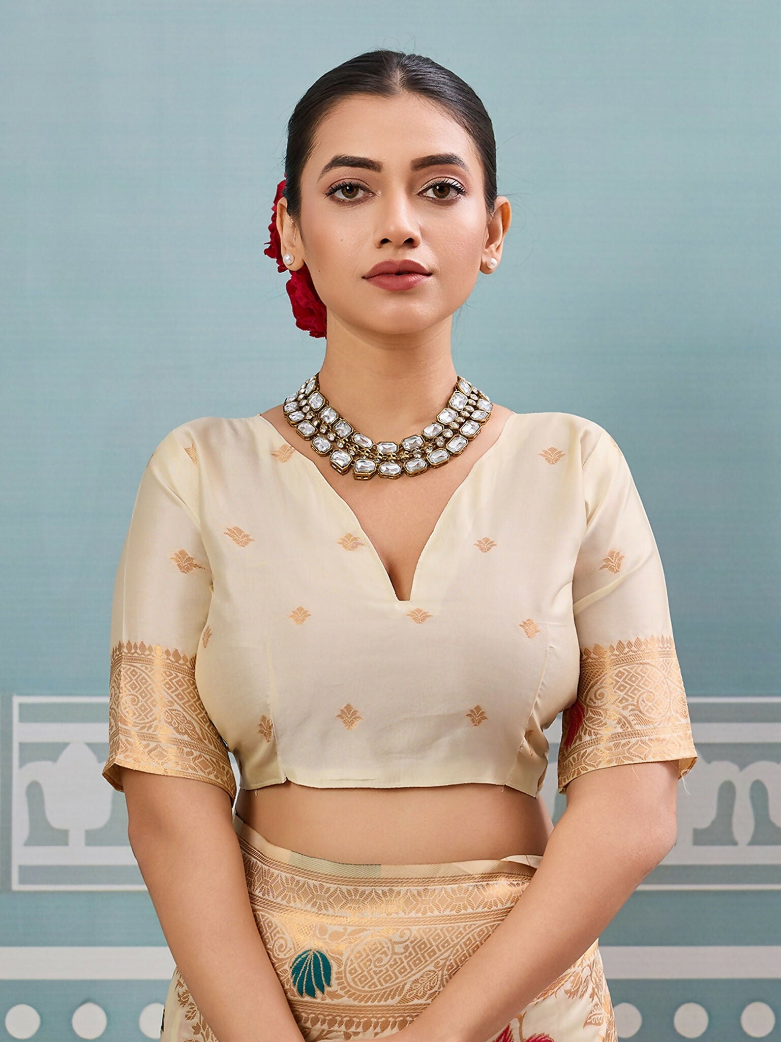 Shree Shyam Fashion Cream Silk Saree