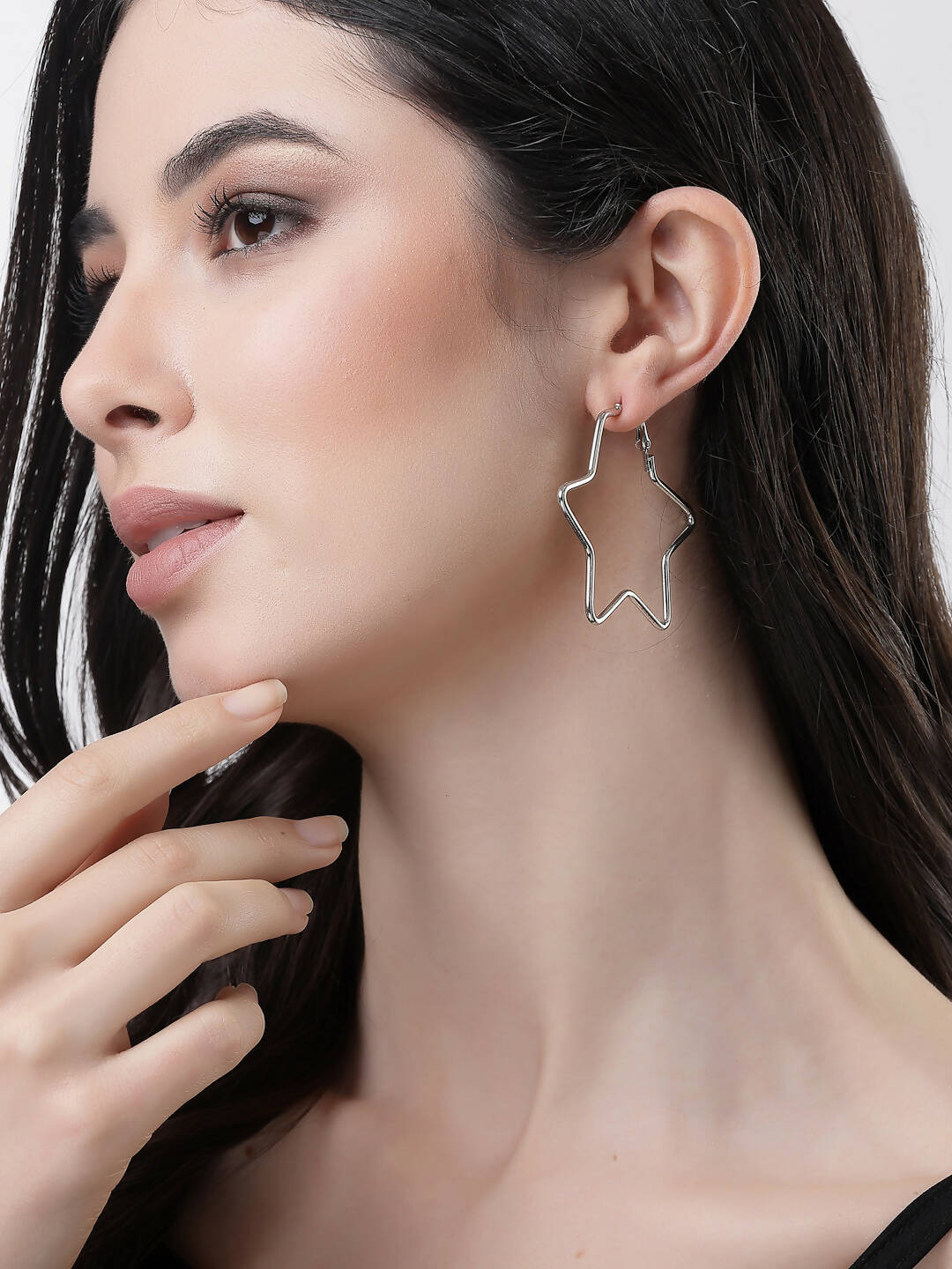 NVR Women Gold-Toned Geometric Hoop Earrings | Swadesiicart