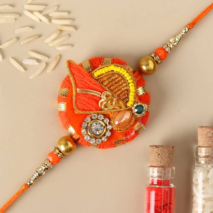 Festive Zardosi Rakhi & Kaju Katli Box | Swadesiicart