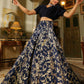 Janasya Navy Blue Silk Blend Solid Lehenga Choli | Swadesiicart