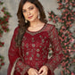 Anaita Maroon Embroidered Net Stitched Anarkali suit