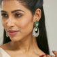 Nuyug 22K Gold-Plated Zircon Studded & Pearl Teardrop Shaped Dangler Earrings | Swadesiicart