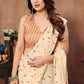 Partywear Designer Cream Georgette Fancy Saree - Satrangi | Swadesiicart