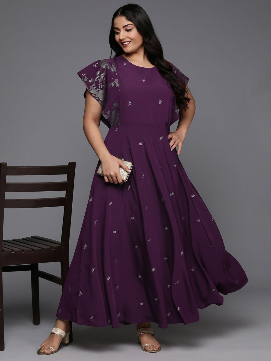 Ahalyaa Women's Traditional wear Ethnic Dress - Burgundy | Swadesiicart