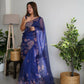 Vamsee Navy Blue Organza Saree - Swadesiicart