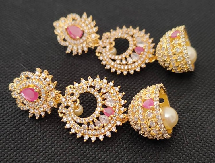 AD Emeralds Designer Beautiful 4 in 1 Earrings | Swadesiicart