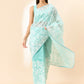 Blue Organza Paisely Embroidered Saree with Unstitched Blouse Piece - Roozal