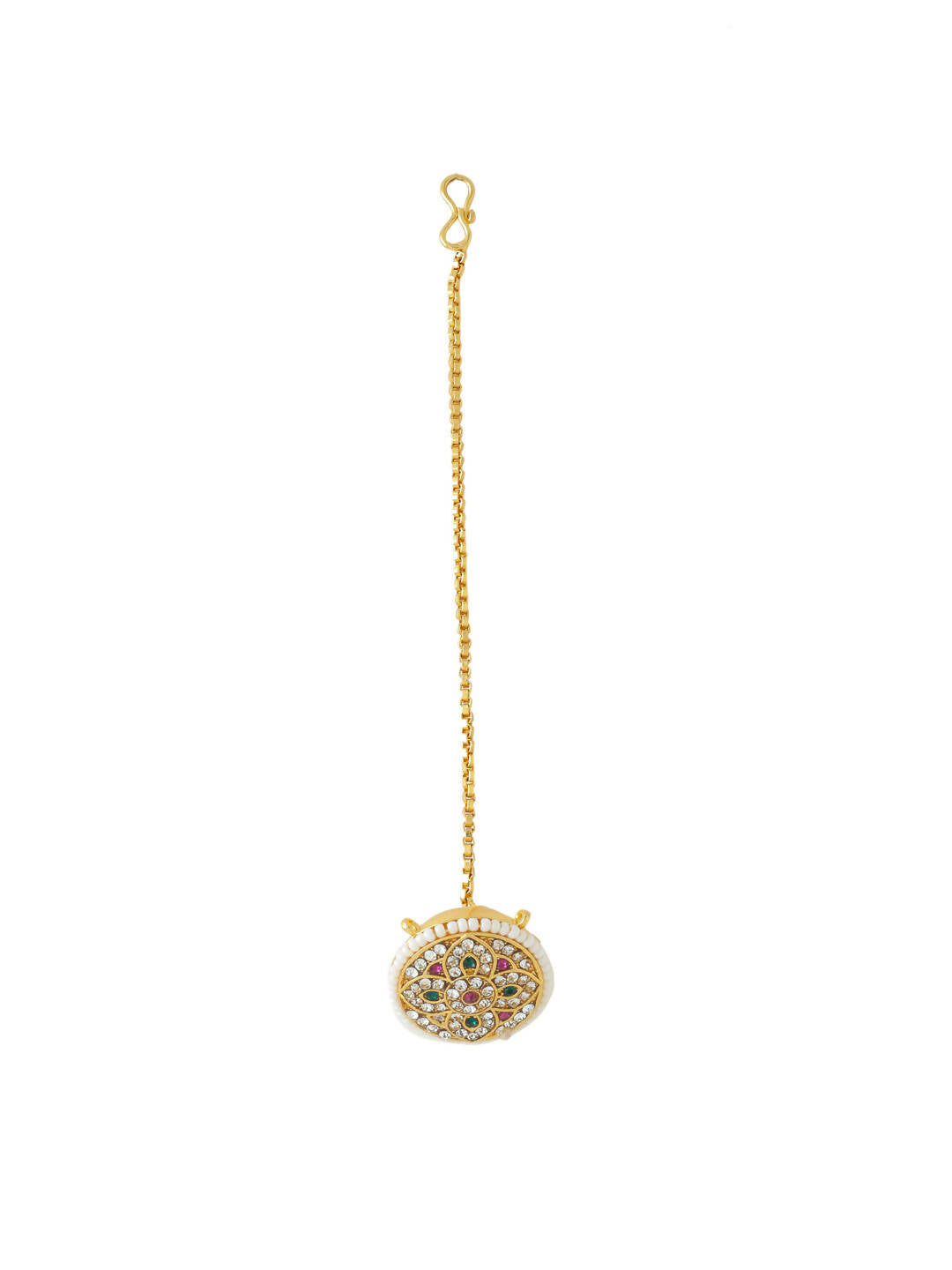 NVR Women's Trending Stylish Gold-Polished Maang Tikka | Swadesiicart