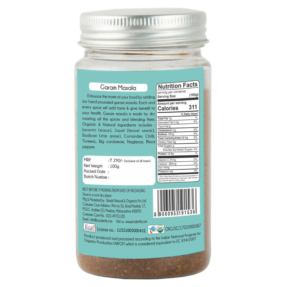 Praakritik Natural Garam Masala Powder - Swadesiicart