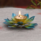 CraftVatika Blue Lotus Hand Painted Diya Metal | Swadesiicart