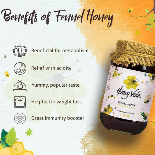 HoneyVeda Premium Raw Fennel Honey - Swadesiicart