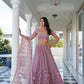 Aastha Fashion Dusty Pink Butterfly Net Tone To Tone Cotton Thread Work And Sequence Work Embroidery Wedding Wear Lehenga Choli