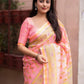 Pink Silk Blend Geometric Saree with Unstitched Blouse - Hiral Fashion | Swadesiicart