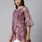 Ahalyaa Women Mauve Organza Digital Printed Tunic | Swadesiicart