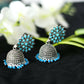 Mominos Fashion Joharkamal Kundan work Jhumka with Sky Blue Beads - Swadesiicart