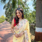 Vamsee Chinon Panchi Light Yellow Shimmer Saree - Swadesiicart