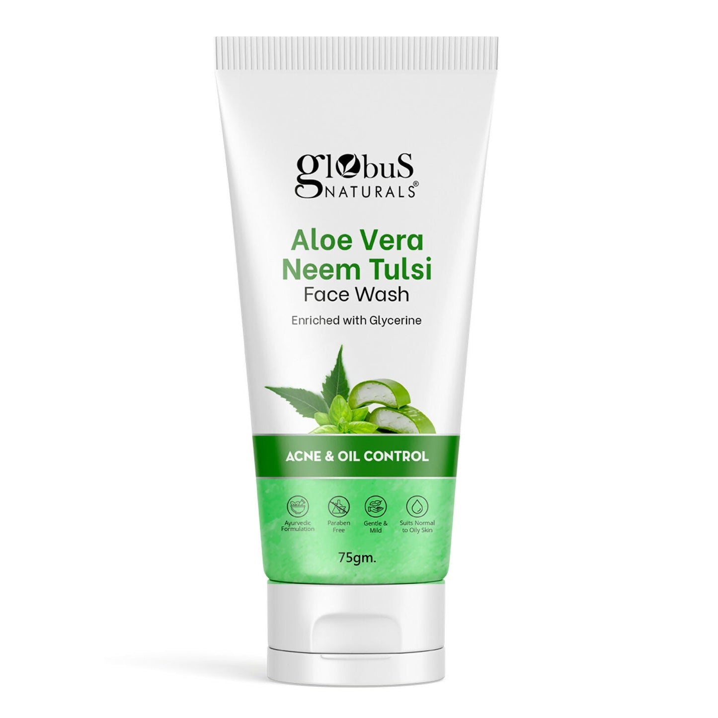 Globus Naturals Aloe vera Neem Tulsi Enriched With Glycerin & Oil Control Formula | Swadesiicart
