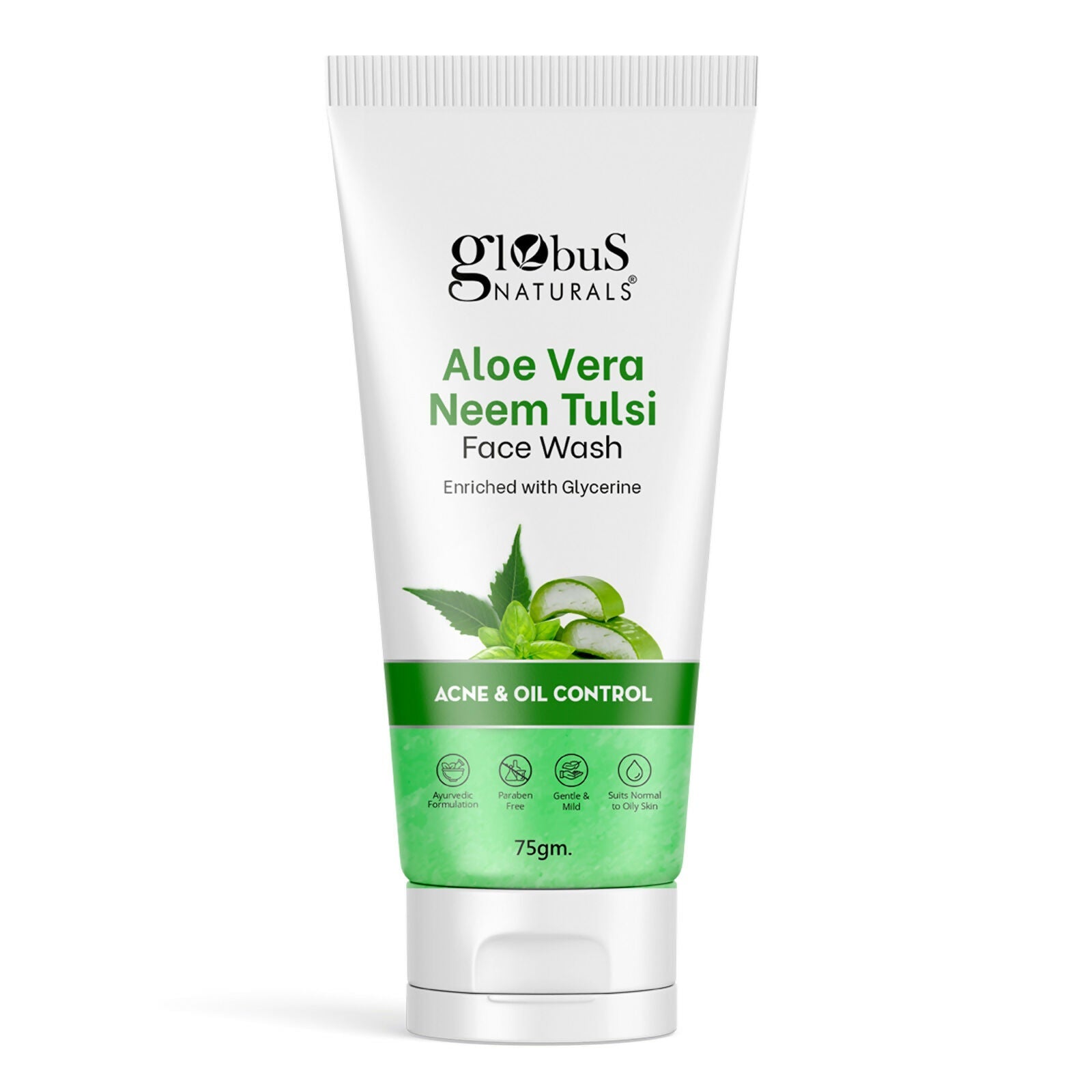 Globus Naturals Aloe vera Neem Tulsi Enriched With Glycerin & Oil Control Formula | Swadesiicart