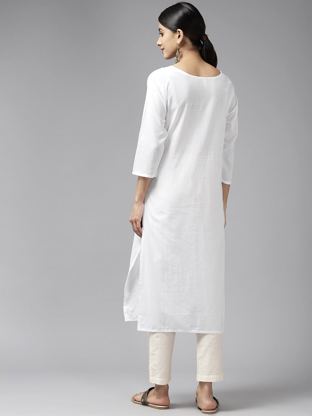 Yufta Embroidered Cotton Kurta - Swadesiicart