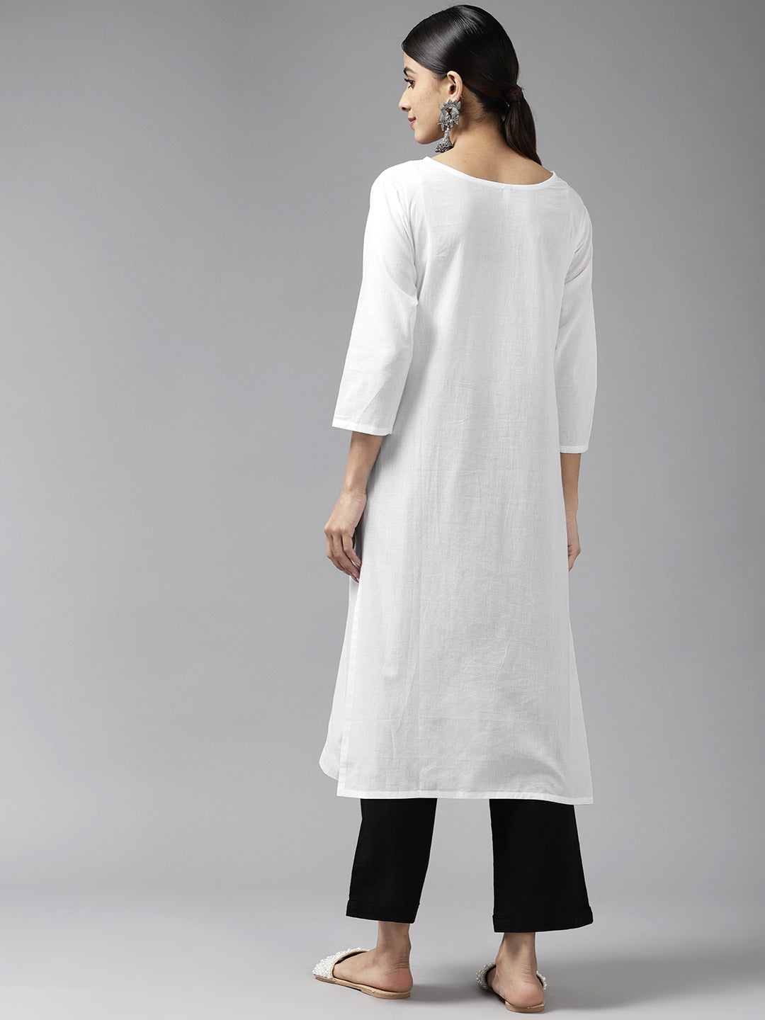 Yufta Embroidered Cotton Kurta - Swadesiicart