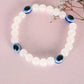 NVR Men & Women White Marbel Crystal Elasticated Bracelet - Swadesiicart