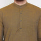 Even Apparels Brown Pure Cotton Men's Kurta With Band Collar | Swadesiicart