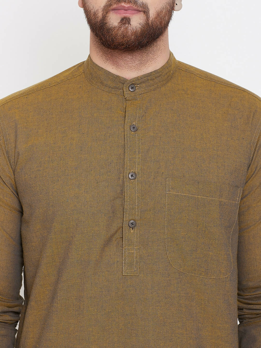 Even Apparels Brown Pure Cotton Men's Kurta With Band Collar | Swadesiicart