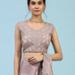 Lavendar Silk Satin Plain Ready to wear Saree with stitched Blouse - Vrinda | Swadesiicart