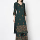 Aniyah Rayon Bottle Green Block Print Straight Kurta (AN-218K) - Swadesiicart