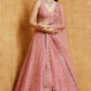 Jyoti Fashion Peach Cording Dori with Zari Thread Sequence Embroidery Malai Satin Silk Lehenga Choli with Dupatta | Swadesiicart
