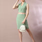 Myshka Women's Sea Green Solid Shawl Neck Party Top With Skirt Co-ord set - Swadesiicart