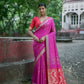 Vishnu Weaves Women's Wine Soft Silk Zari Woven Saree with Blouse - Swadesiicart