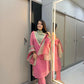Anaita Rani-Pink Roman Shimmer Readymade Kurti Set with Designer Handwork