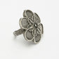 NVR Women's Silver-Toned Floral Shape Adjustable Finger Ring | Swadesiicart