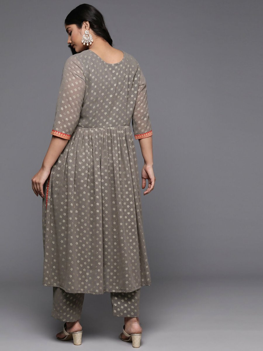 Ahalyaa Women's Traditional wear Kurta Set - Grey | Swadesiicart