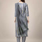 Jyoti Fashion Women's Grey Rayon Print with Embroidery & Fancy Lace Work Kurta with Trouser & Dupatta | Swadesiicart