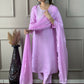 Lavender Viscose Chanderi Stitched Suit With Dupatta - Tanisha | Swadesiicart
