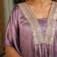 Janasya Lavender Silk Blend Yoke Embroidery Co-Ords - Swadesiicart