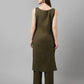 FIORRA Women's Olive Rayon Silk Straight Kurta Set - Swadesiicart