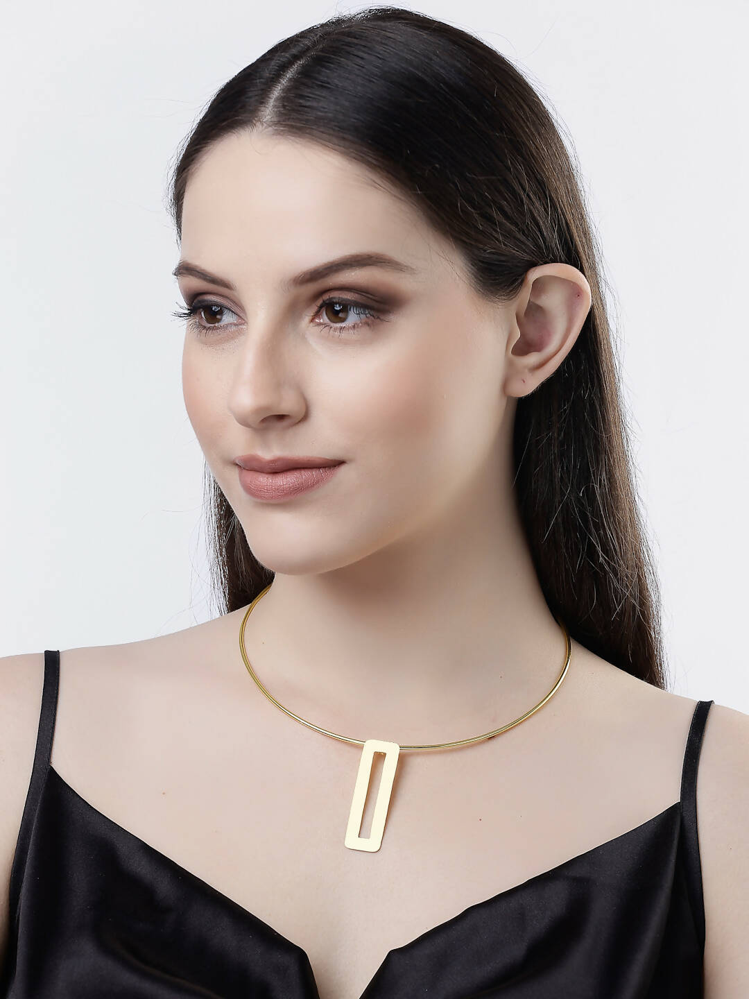 NVR Women Gold-Polished Circular Choker Necklace | Swadesiicart
