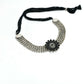 Mominos Fashion Johar Kamal Oxidised Silver-Plated Brass Finish Kundan Choker For Women (Black) | Swadesiicart