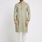 Ethnic India Blue Men's Kurta Floral Polyester | Swadesiicart