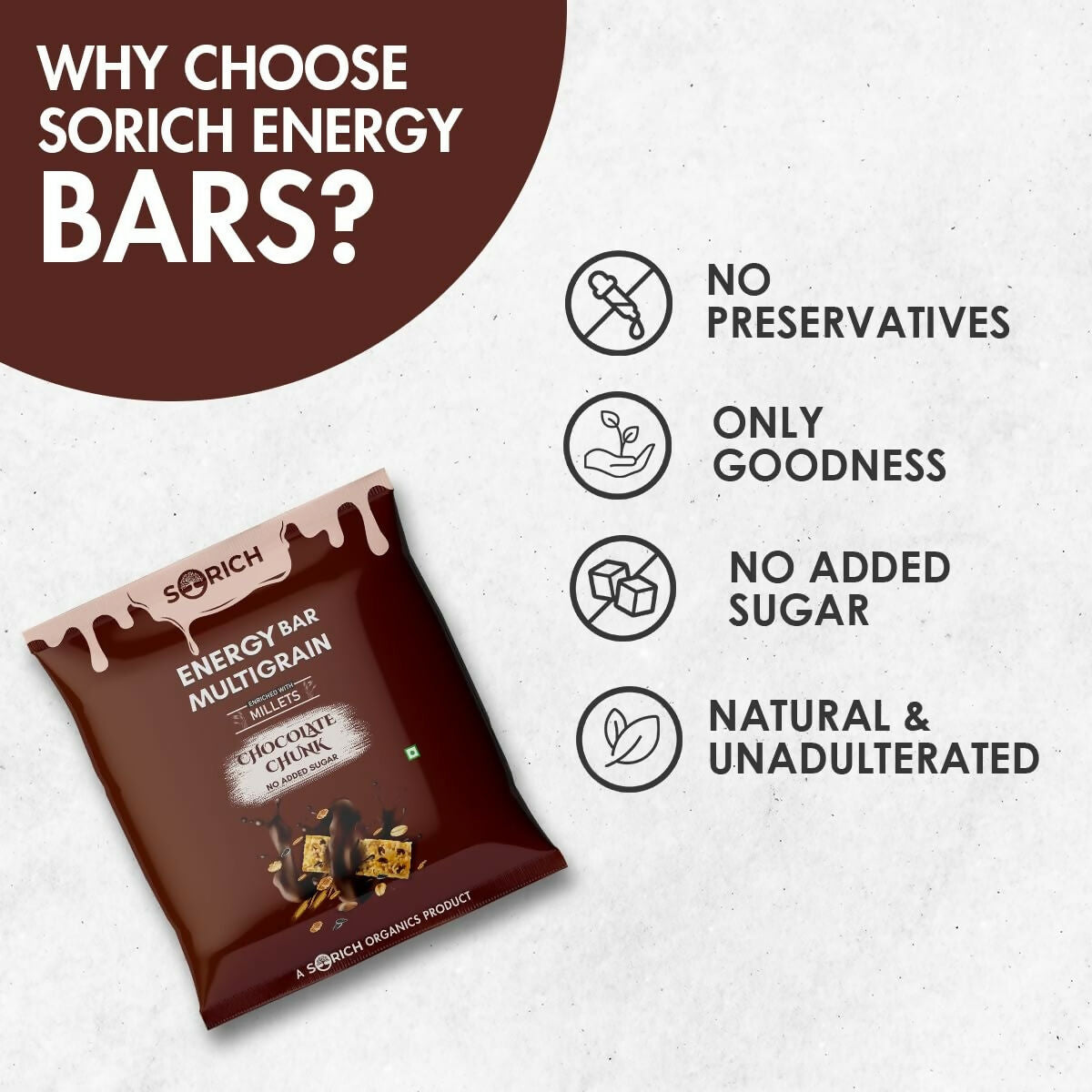 Sorich Organics Multigrain Energy Mini Bars Chocolate Chunk | Swadesiicart