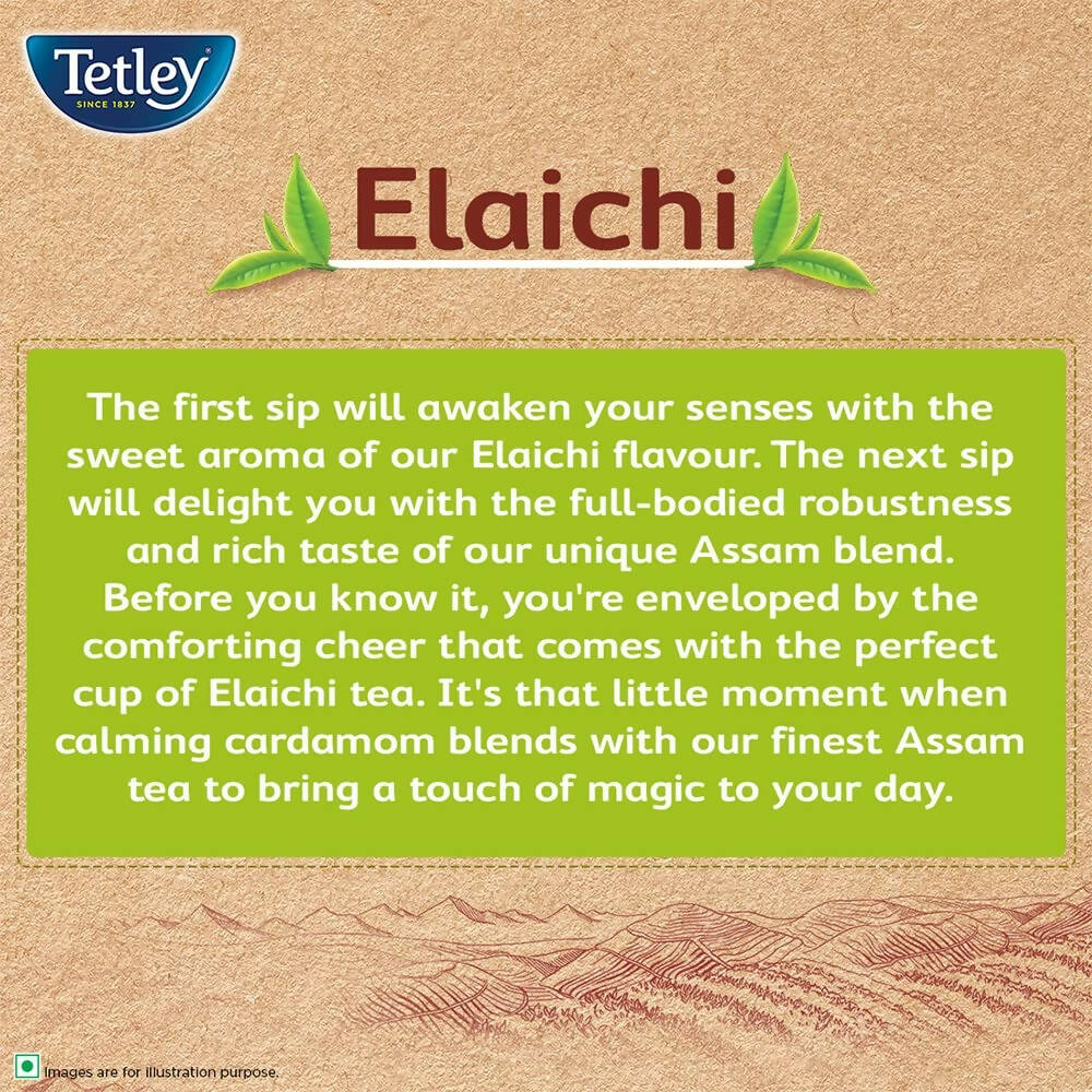 Tetley Elaichi Flavoured Chai - Black Tea, Every Sip Will Awaken Your Senses - Swadesiicart