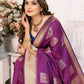 Anaita Purple Soft Silk With Zari Weaving Borders Saree With Blouse