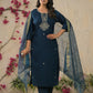 Ethnic Festive Wear Reyon Petrol Stitched Suit With Dupatta - Tanisha | Swadesiicart