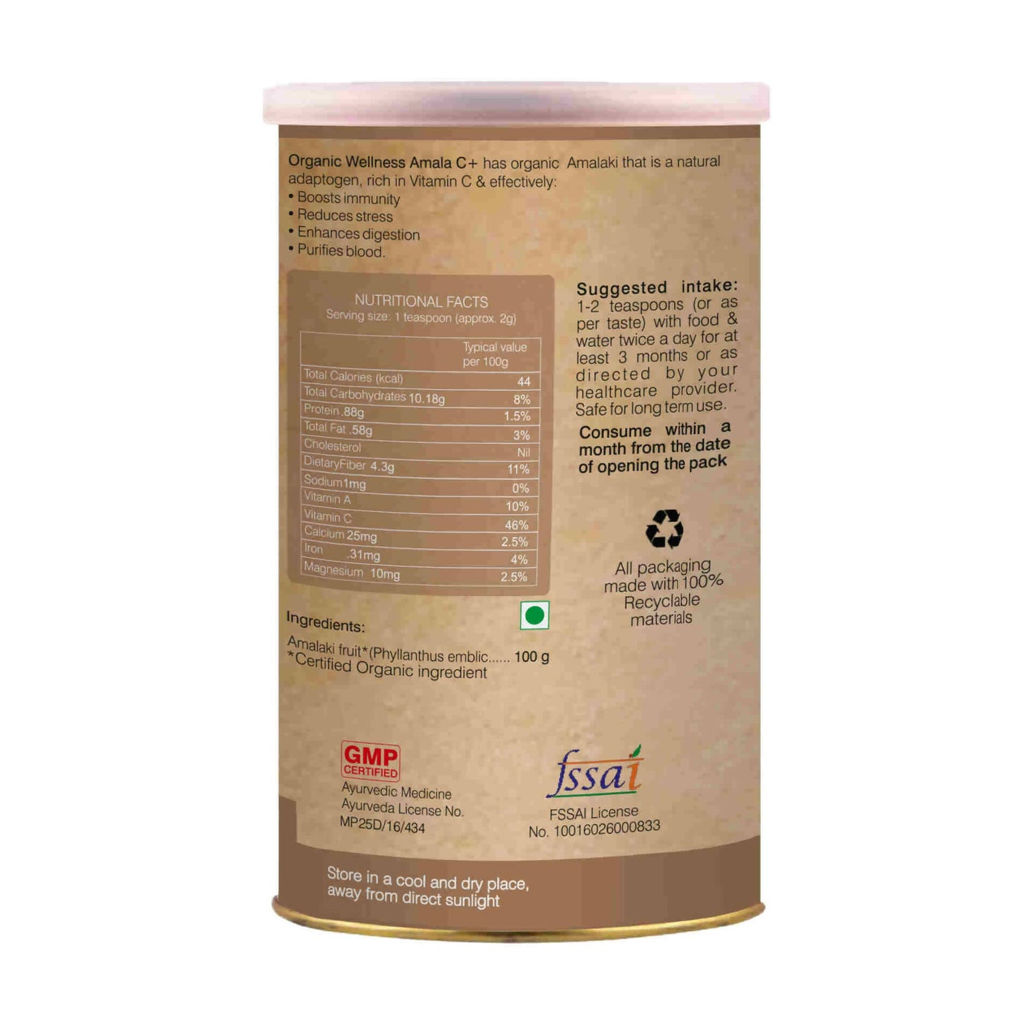 Organic Wellness Amla C+ Powder - Swadesiicart