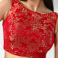 Amodini Designer Studio Women's Banarsi Brocade Sleeveless Red Blouse
